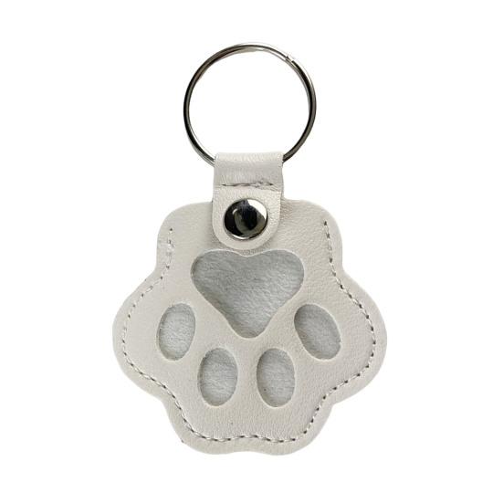 Pet Memorial Keychain Faux Leather Cat Claw Design Pet Hair Storage Pouch Pet Fur Keepsake Keyring for Pet Lovers
