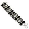 Natural Black Rutile, Spinel Handmade 925 Sterling Silver Bracelet 7-8" A8u73