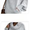 High Neck Women's Solid Color Knitted Sweater Fashion Pullover Lantern Loose Long Sleeve Casual Sweater
