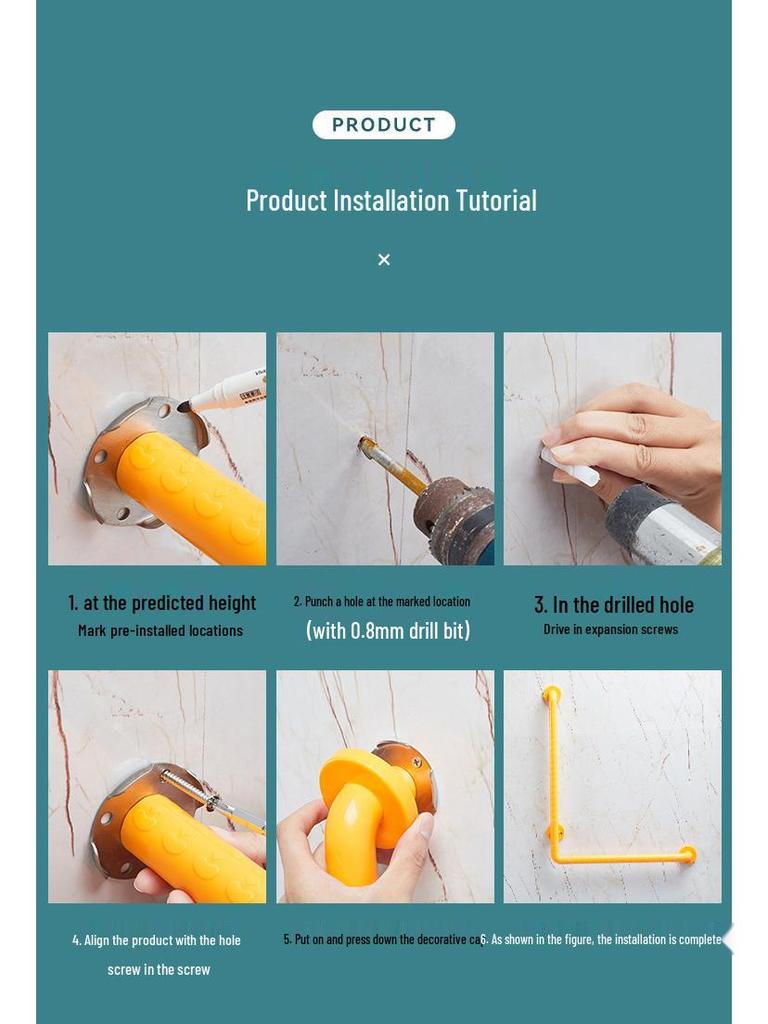 Г-образный нескользящий поручень для ванной для пожилых и инвалидов