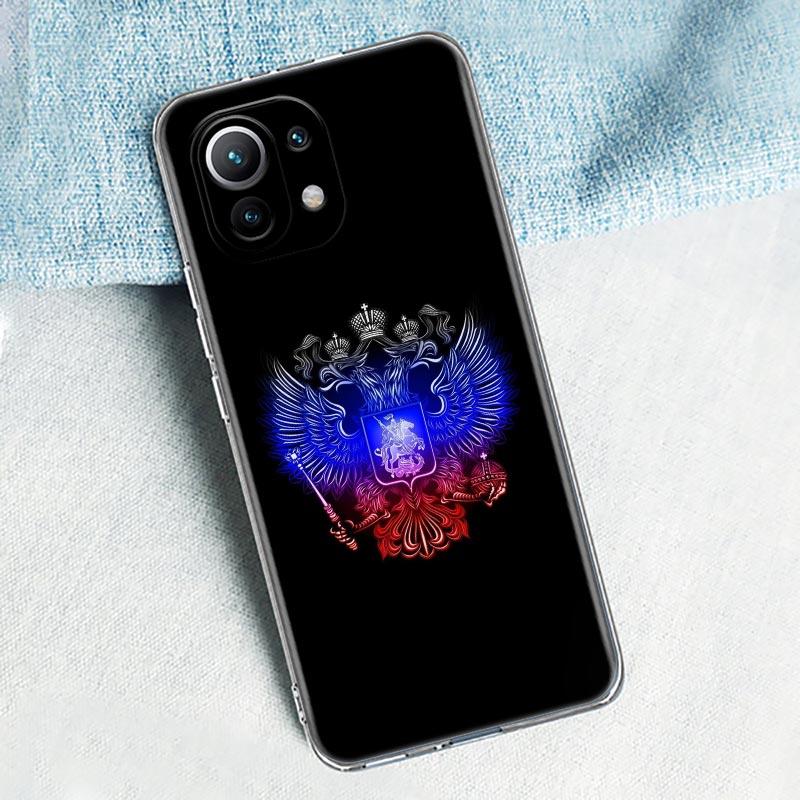 Чехол с эмблемой российского флага для Xiaomi Mi 11 Note 10 10T 9 9T 12 Pro Lite Poco X3 F3 M3, прозрачный чехол Redmi 9 9A 9C 10, чехлы