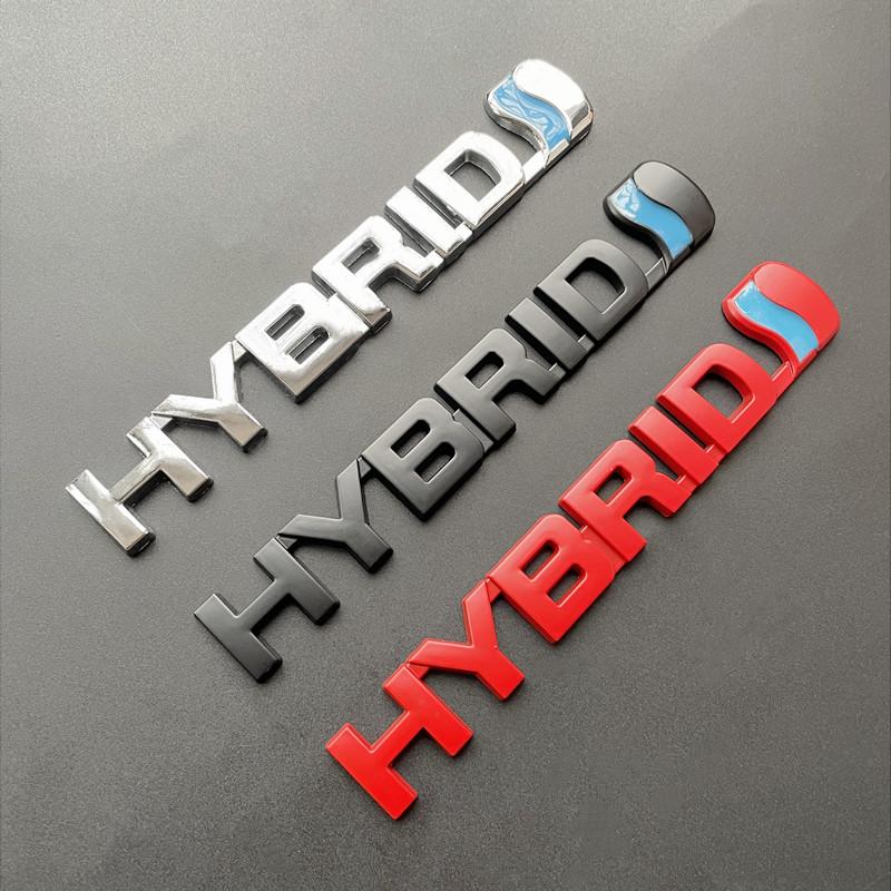 BBcx3 3D Metal HYBRID Logo Side Fender Rear Trunk Emblem Badge Car Sticker Decals For Toyota Prius Camry Crown Auris Rav4s TRD