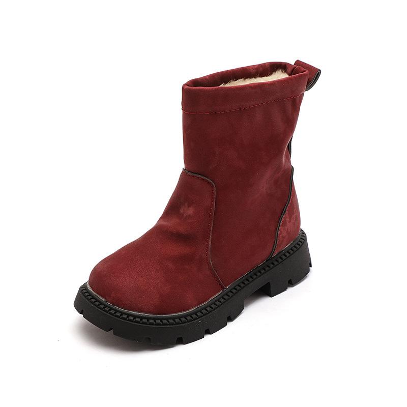 Новые зимние сапоги для девочек из толстого хлопка с теплыми кожаными ботинками