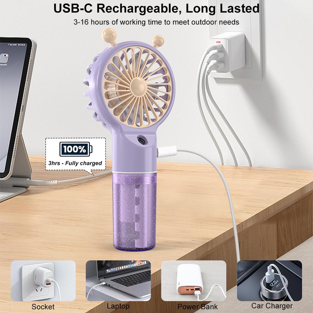 Мини-портативный вентилятор-увлажнитель Мини-портативный USB-вентилятор тумана Перезаряжаемый USB Мини-портативный ручной вентилятор с зарядкой и увлажнителем воды