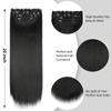 Black Hair Extensions For Women 20 Inch Synthetic Clip In Hair Extensions 4Pcs/Set Thick Hairpieces Straight Fiber Hairpieces