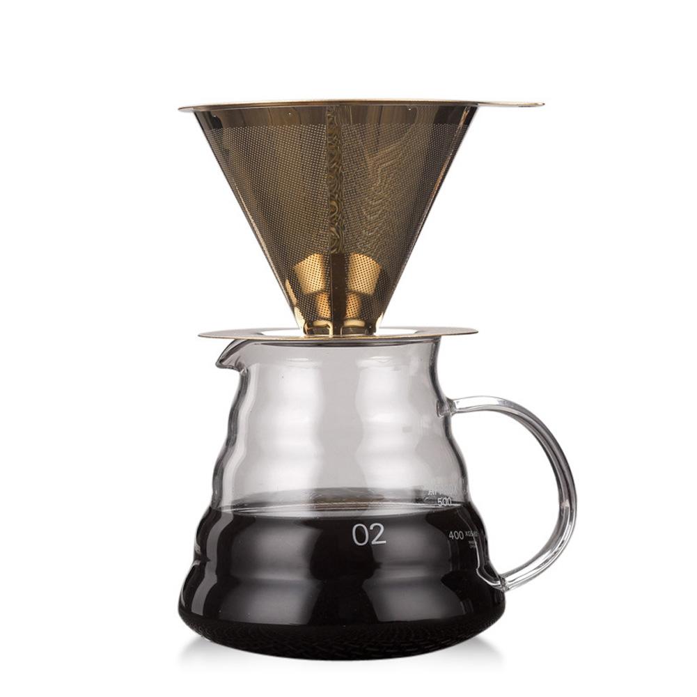 Stainless Steel Filter Cup Integrated Coffee Filter Gold Hand-made Coffee Household Drip Coffee