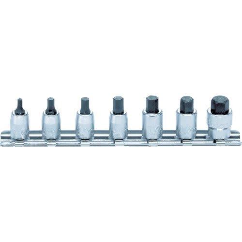Koken Yamashita Industrial Research Institute Koken 1/4" (6.35mm) Square Hex Bit Socket Rail Set, 25mm Total Length, 7-Piece Set, RS2010M/7-L25