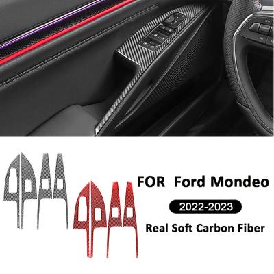 4 шт. Для Ford Mondeo - Декоративные наклейки на панель рамки кнопки стеклоподъемника из углеродного волокна, элементы интерьера
