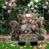 2D Flat Two Squirrels Welcome To The Garden Stake Decorative 6.5x10inch Accessories Versatile Patio