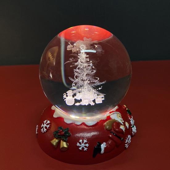 Рождественский ночник в виде хрустального шара, 3D Санта Клаус, снеговик, лось, стекло