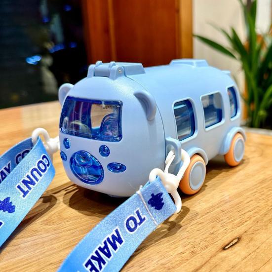 Бутылка для воды с изображением мультяшного автобуса и трубочкой 500 мл с герметичной крышкой, новинка для детей