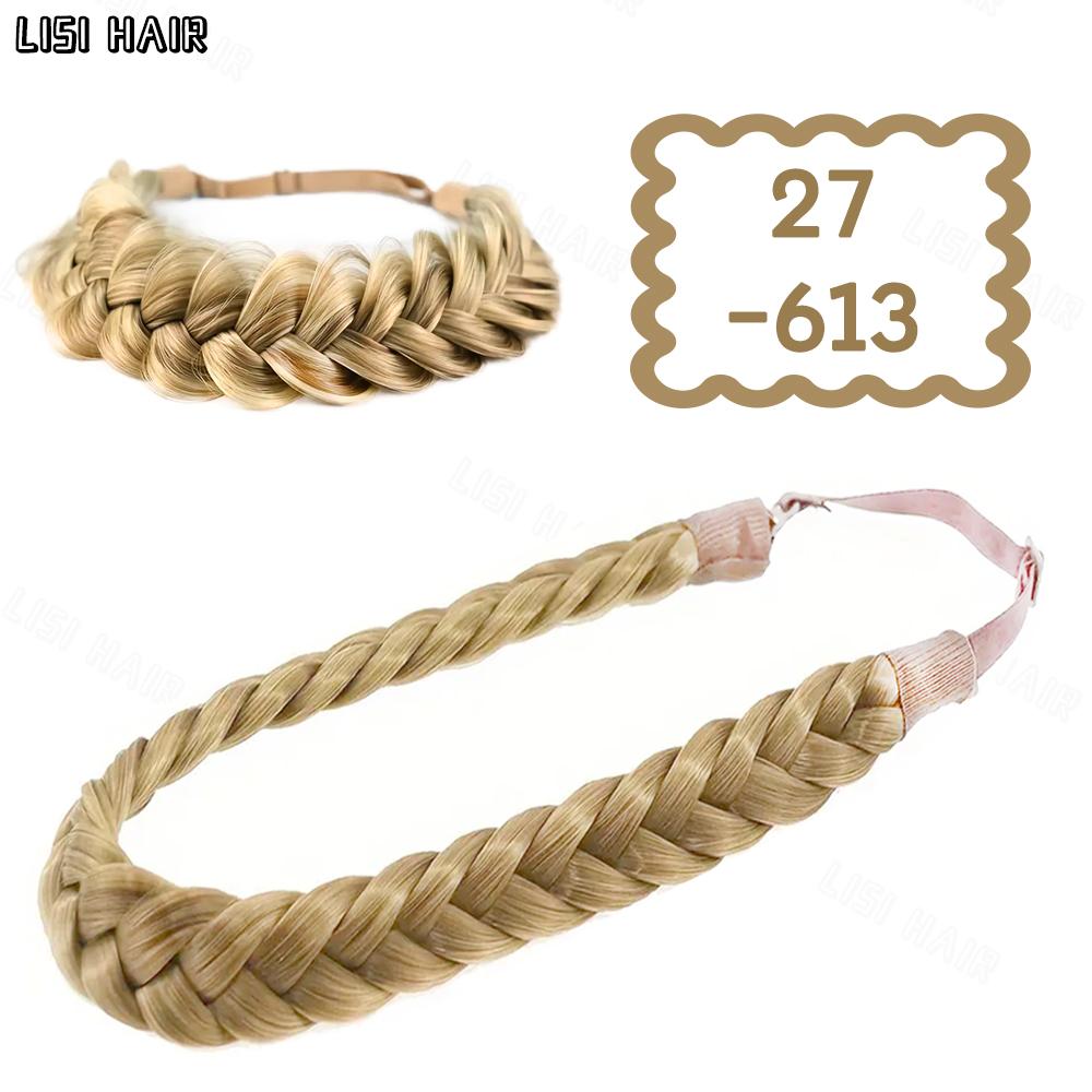 XINRAN Synthetic Elastic Braided Hair Band Extensions Classic Chunky Wide Fluffy Braids Wig For Women Daily Accessory