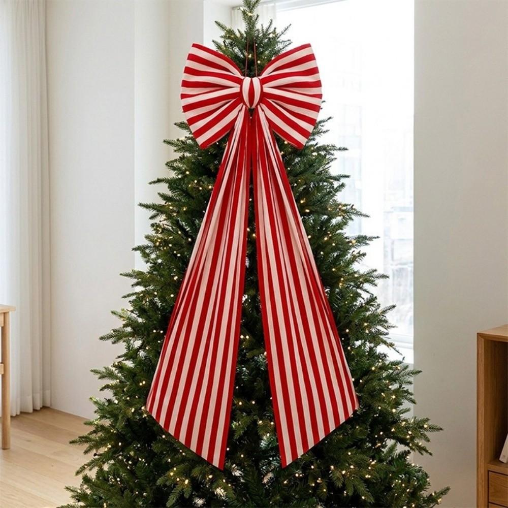 Elegant Christmas Tree Topper Bow Stripe Christmas Wreaths Bow  Store Window