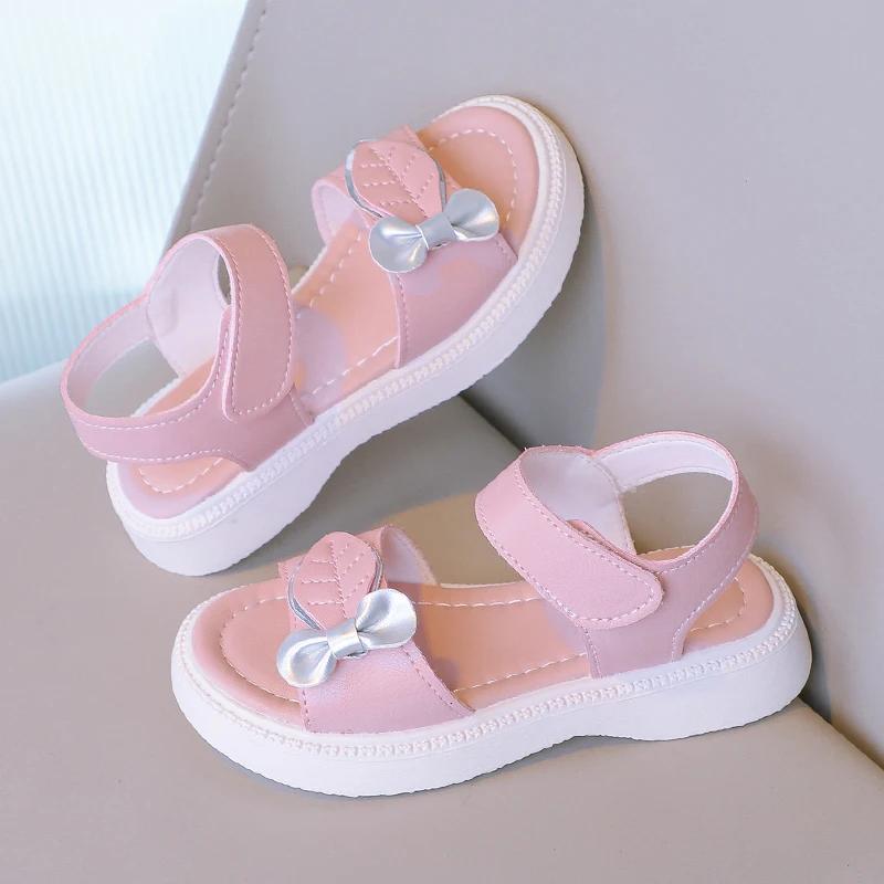 Girls Princess Sandals with Leaves Fashion Kids Summer Beach Shoes Children Causal Shoes Simple Platform Hook & Loop Breatheable