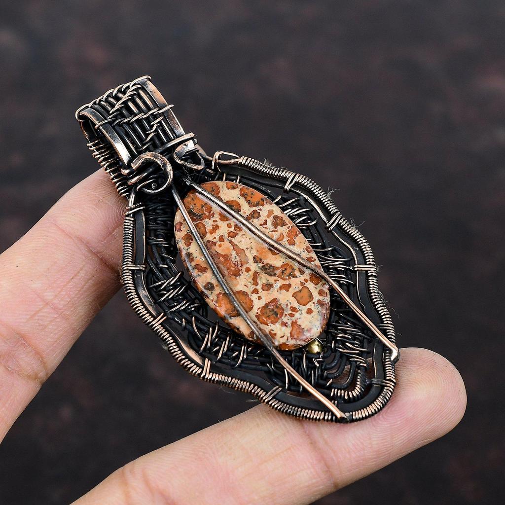 Asteroid Jasper Pendant Copper Wire Wrapped Pendant Handmade Boho Pendant Copper Jewelry Women's Special Gift Wire Wrapped Gemstone Jewelry