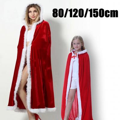 Рождественская шаль 80 см/120 см/150 см, накидка с капюшоном, костюм Санта-Клауса, костюмы для рождественского шоу, костюмы для косплея, зимнее теплое пальто