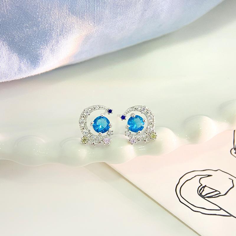 Серьги Blue Star Moon, легкие, роскошные, изысканные, блестящие, серьги, нишевый дизайн