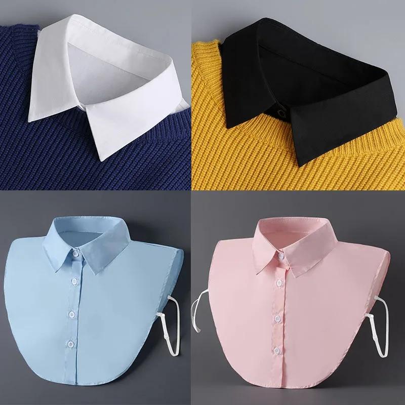 Женская мода Хлопок Ложный воротник Мужской Унисекс Формальный костюм Стиль полурубашки Ложный воротник Съемная пуговица Девочки Съемный воротник