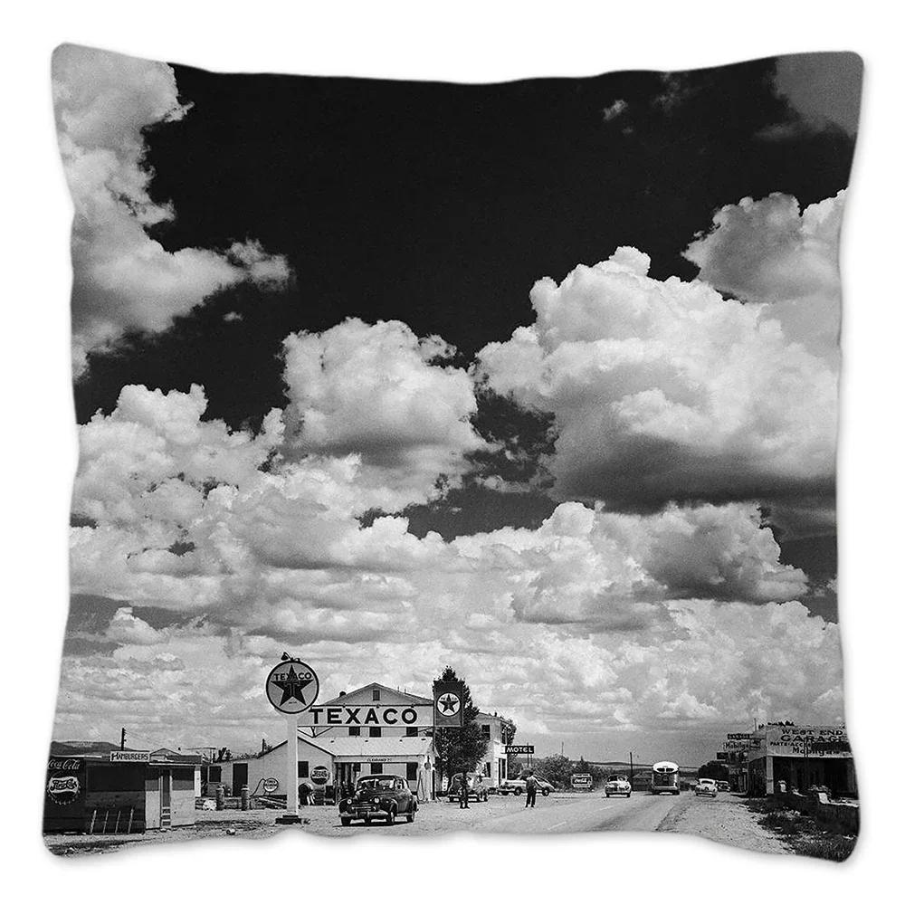 Наволочка Route 66 Retro, украшение для дома, полиэстер, наволочка для дивана, наволочка для автомобиля, натуральный пейзаж, Funda Cojin