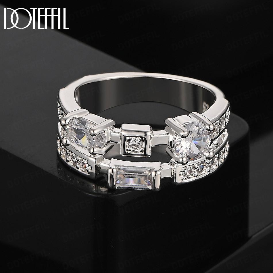 Кольцо с круглым квадратным цирконом AAA из стерлингового серебра 925 пробы, свадебные украшения