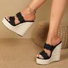 Women Slipper 15cm Wedge heel Sexy New Straw Woven Simple High Slope Heel Waterproof Trolley Model Slippers
