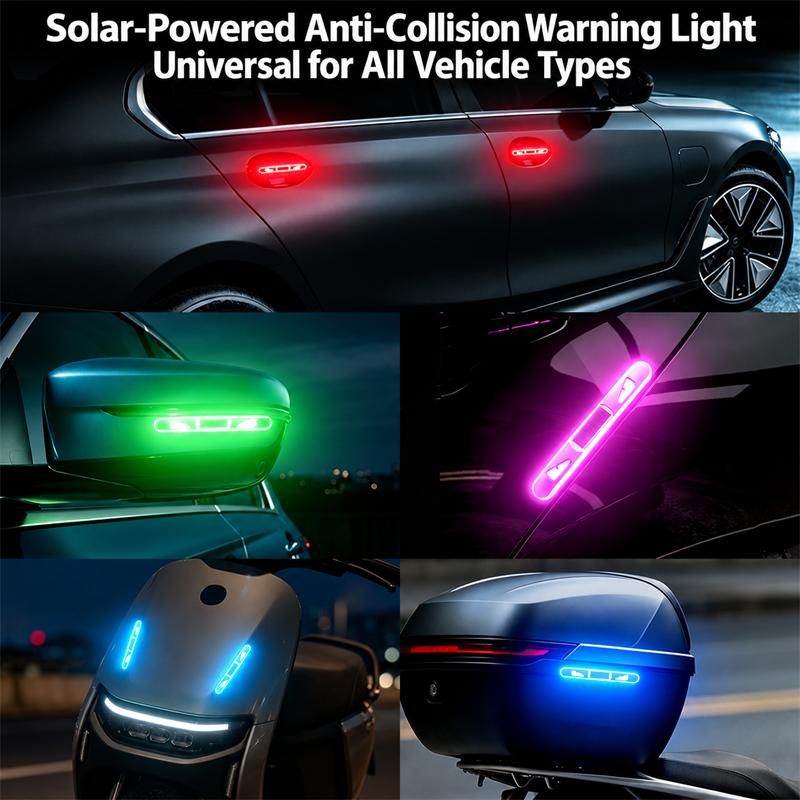 Universal Car Warning Anti-collision Strips, 5 Color Cycling Solar Powered LED Light Bars, Suitable for Automobiles Motorcycles