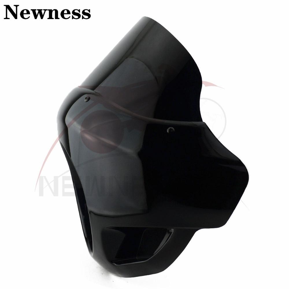 Gloss Black Motorcycle Headlight Fairing Mask 5 3/4" Headlamp Windshield Cover For Harley Sportster Iron Dyna FX XL 883 1200