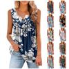 (Бризанд) Женская мода с цветочным принтом плиссированная повседневная футболка без рукавов жилет на пуговицах