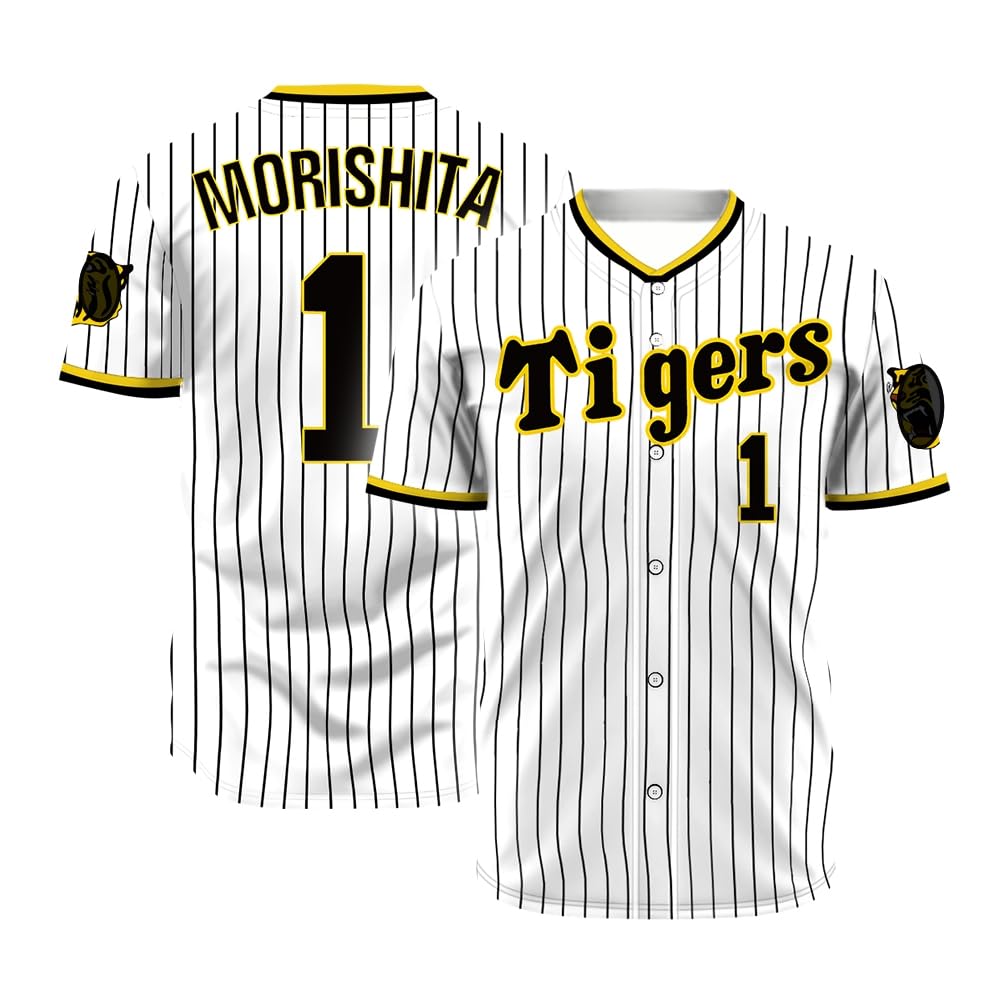 [RemeeHi] Hanshin Tigers Replica Uniform, Baseball Uniform, Numbered Short Sleeve,