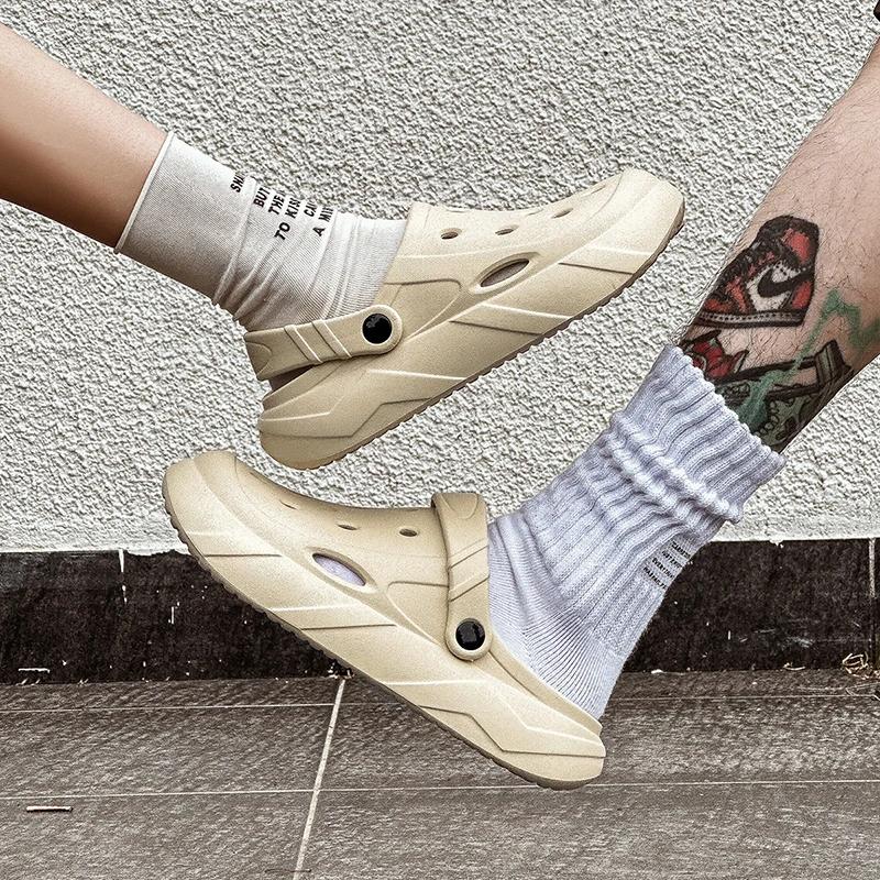 Summer Men Slipper Fashion Thick Sole Clogs Beach Clogs Indoor House Shoes Sneaker Non-slip White Sports Sandals for Men