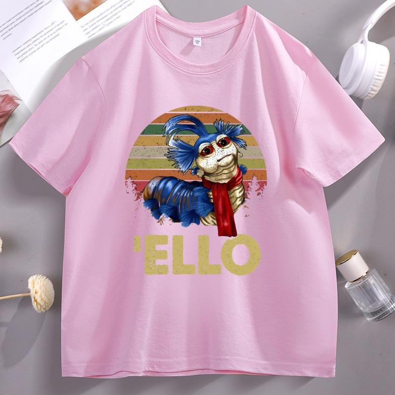 Funny Ello Worm Labyrinth Vintage T-Shirt Men Women Vintage Graphic T Shirt Casual Short Sleeve Round Neck Printed Tshirt Tops