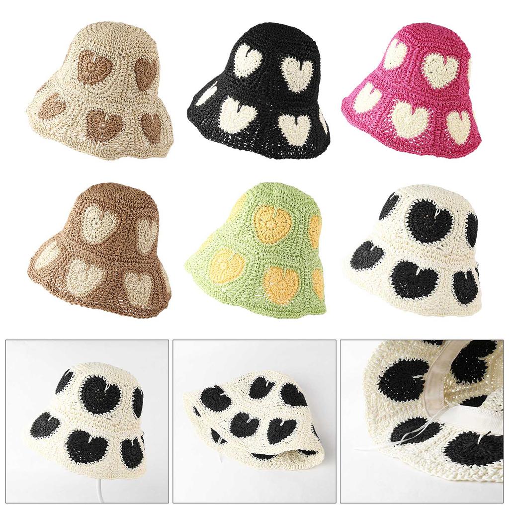 Панама ручной работы, элегантные соломенные шапочки, цветные шапочки-клош для женщин, праздничная шляпа в форме сердца, женская вязаная панама