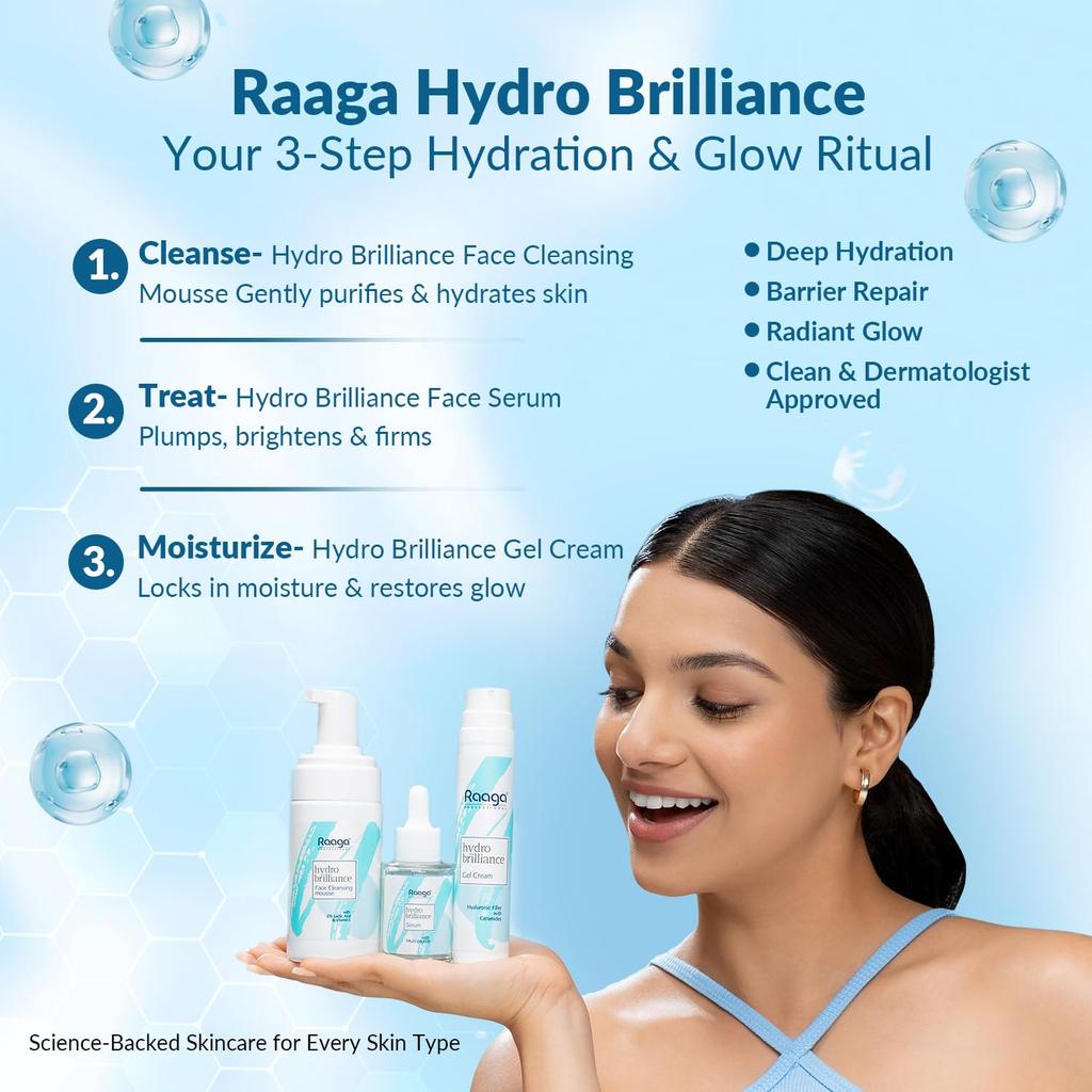 Raaga Professional Hydro Brilliance Gel Cream With Hyaluronic Filler And Ceramides For Deep Hydration And Skin Radiance 55 ml