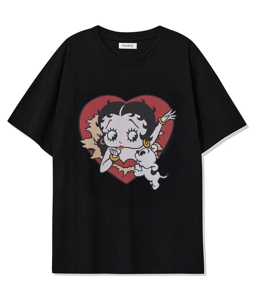 CNVS Betty Boop Heart Bust Oversized Short Sleeve T-Shirt_Black