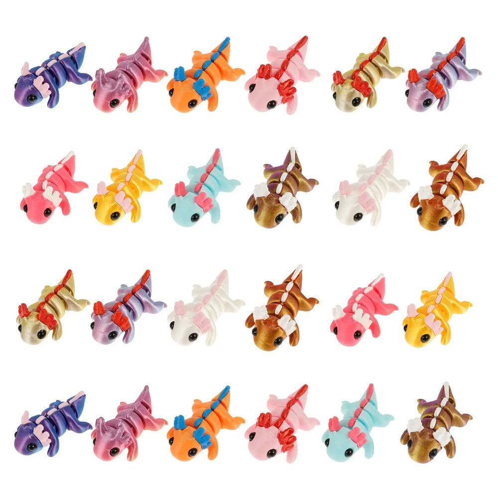 24/48Pcs 3D Printed Simulation Toys Axolotl Figure Flexible Joint Mini Sensory Axolotl Toy Fun 3D Printed Animal Toy Home Decor