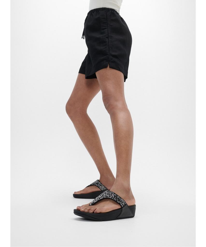 Женские сандалии Fitflop Lulu с кристаллами, с ремешком между пальцами - Полностью черные (Ft61K2T025)