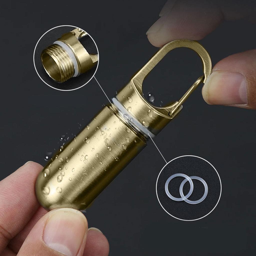 Портативный контейнер для таблеток брелок Изысканный латунный держатель для таблеток брелок Портативный водонепроницаемый контейнер-капсула для таблеток