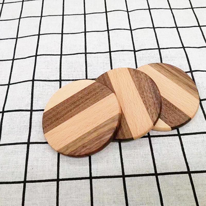 Набор деревянных подставок для чая и кофе с гравировкой, креативными изоляционными прокладками и подносами