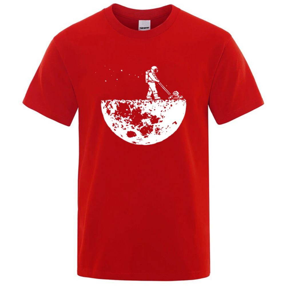 Men's T-shirt High-quality Moon Clean Printing Casual Cool Loose O-neck Men's T-shirt Hip-hop T-shirt