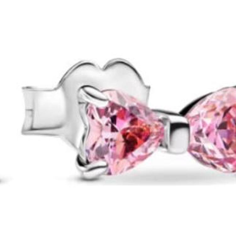 Pandora Little Star Light Bow 925 Silver Earrings Women earrings Pink 293505CO1