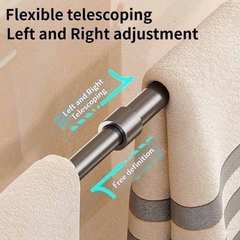 Extendable Rod Non Perforated Bathroom Storage Rack Bathroom Suction Cup Towel Rack, Bathroom Storage Towel Pole Kitchen Hook