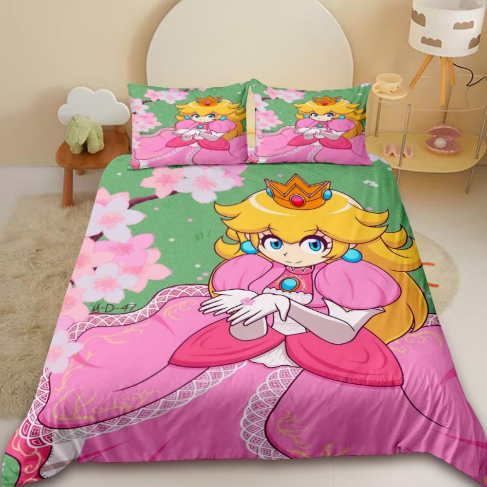 Kids Duvet Cover Princess Peach Anime Bedroom Decoration Comforter Covers Gift Queen King Full Size Teens Girl Best Gifts