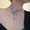 Purple Diamond Butterfly Fringed Necklace