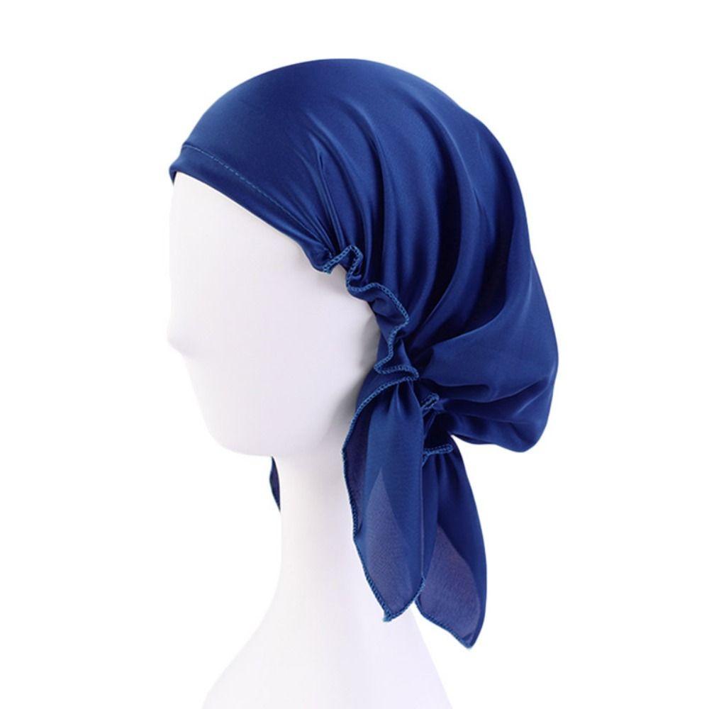 Women Bowknot Sleep Hat Breathable Silk Chemo Caps New Satin Night Cap