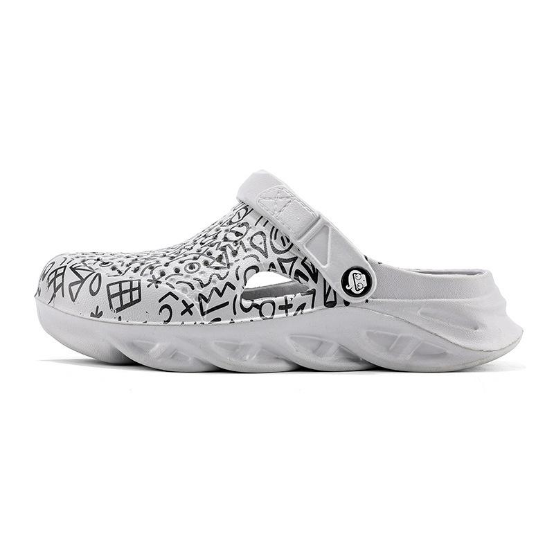 2024 сандалии мужские трендовые корейская версия одежда для отдыха пляжная обувь мужская индивидуальность новая обувь с отверстиями мужские тапочки мужские летние