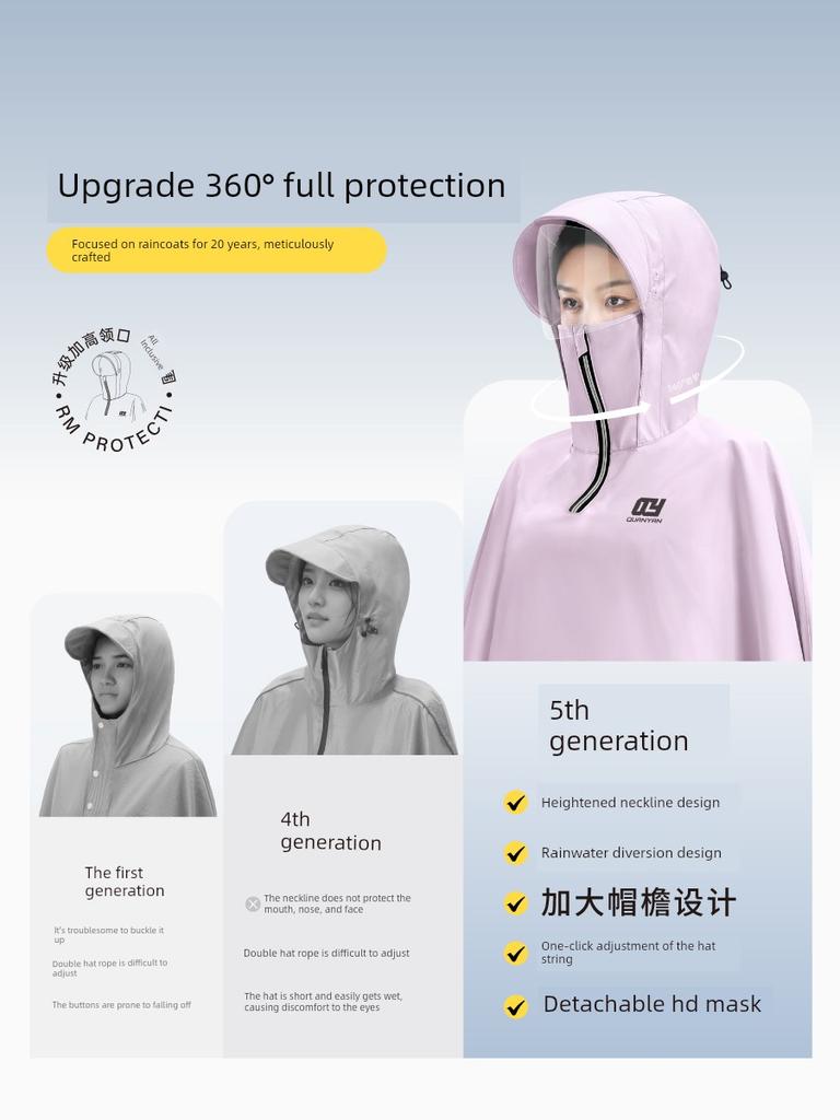 Raincoat for Electric Scooters, Women's Long Full-Body Raincoat for Heavy Rain, Motorcycle and Electric Bike Riding, Double-Person Men's Rain Poncho