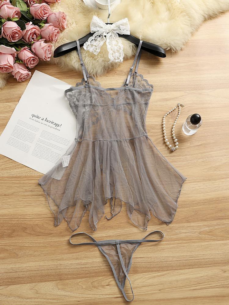 Сексуальное нижнее белье Глубокое V Кружевная сорочка Женское белье Чувственный шелковый мягкий халат Цвет рыбьей чешуи Без бретелек Ночная сорочка Эротическая одежда