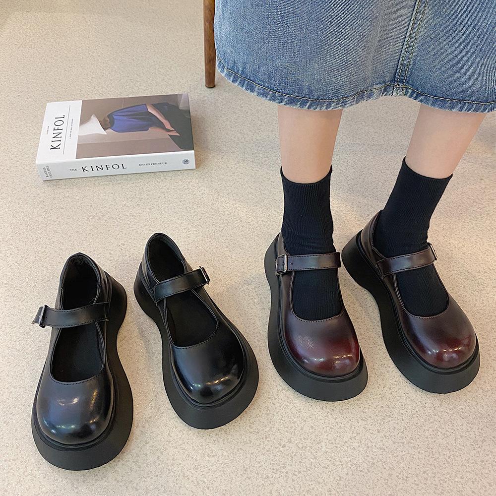 Туфли Мэри Джейн женские 2025 платформа интернет-знаменитость корейская версия универсальные ретро универсальные колледж британский стиль большая голова маленькая ле
