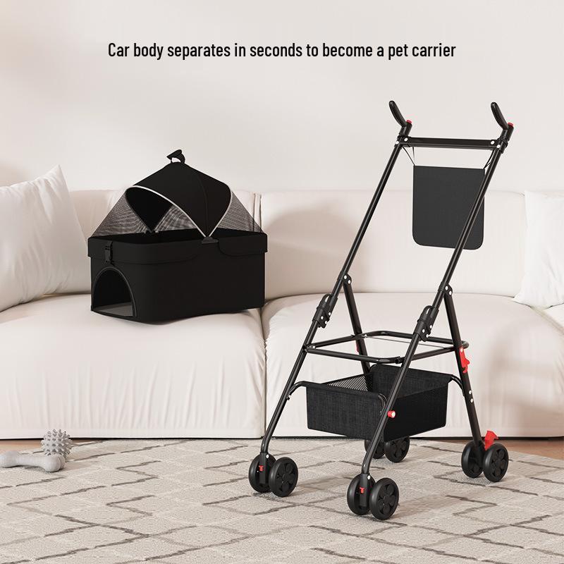 GVBB Compact Foldable Pet Stroller for Cats and Dogs - Lightweight, Detachable Design for Easy Travel.