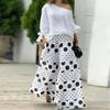 Spring Summer Elegant Fashion Women Set Two-piece Casual One-Neck Off-Shoulder Long-Sleeve Solid Top Loose Suit